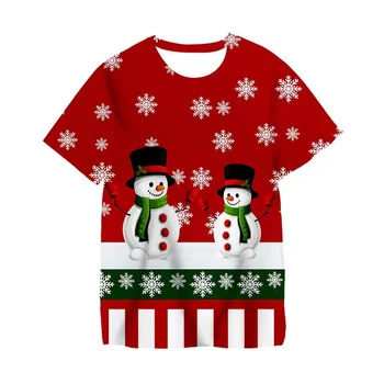 Gyermek Mikulás mintás póló Boldog karácsonyt fiúk és lányok ünnepi hangulata Póló Gyermek karácsonyi ajándék 2