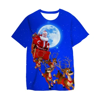 Gyermek Mikulás mintás póló Boldog karácsonyt fiúk és lányok ünnepi hangulata Póló Gyermek karácsonyi ajándék 4