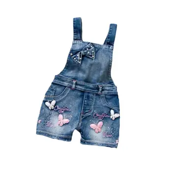 20223 TAVASZ Nyár Amerikai stílusú lány jumpsuit Aranyos édes divat Mosott farmer farmer Romper jumpsuit Pántok Rövid nadrág Cowboy kék