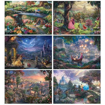 Disney rajzfilm mesebeli kastély világfal művészet vászonfestés északi plakátok és nyomatok fali képek nappali dekorációhoz