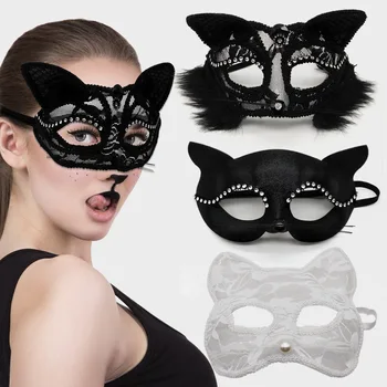 Luxus velencei álarcosbál Fekete macska csipke maszk Díszes ruha Karácsonyi Halloween jelmezes party lányoknak Nők