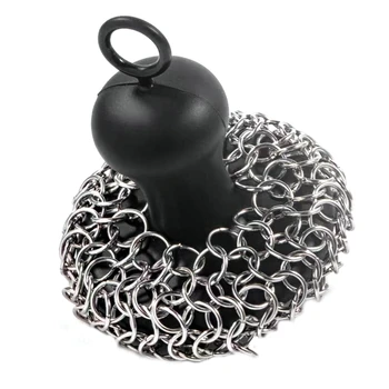 Konyhai tisztító golyókefe edény háló fém gyűrűs háló öntöttvas tisztító lánc körömmosó mosogatógéppel tisztítható