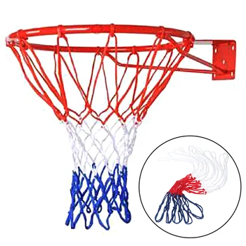 Standard kosárlabda háló tartós nylon vastag szál háromszínű univerzális kosárlabda háló csere