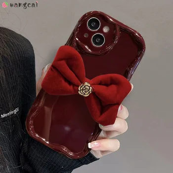 iQOO Neo 8 Pro 7 6 SE 5 Lite 5S 3 5G telefontokhoz 3D sztereó kamélia virág bársony csokornyakkendő újévi puha borító 4