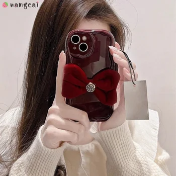 iQOO Neo 8 Pro 7 6 SE 5 Lite 5S 3 5G telefontokhoz 3D sztereó kamélia virág bársony csokornyakkendő újévi puha borító 5