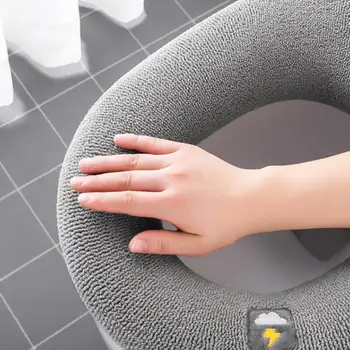 Téli meleg WC ülőkehuzat Closestool szőnyegMosható fürdőszobai kiegészítők Kötés Pure Color puha O-alakú párna bidé huzat 3