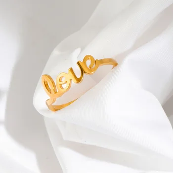 Divat minimalista LOVE gyűrűk nőknek rozsdamentes acél arany színű geometriai nyitott ujjgyűrű esküvői parti ékszer ajándék Új 1