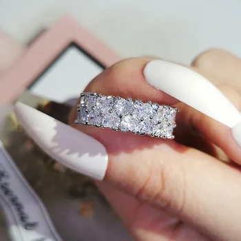 JF 2023 Új divat mikrobetét Cirkon imitált gyémánt időtlen gyűrű Esküvői eljegyzés Karácsonyi parti Valentin-napi ajándék