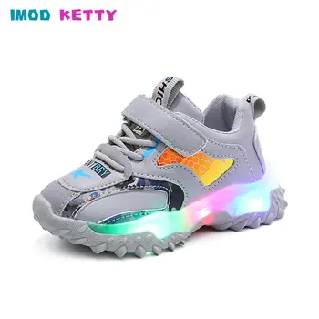 Fiú cipők fényekkel 2023 tavasz és ősz Új puha talpak Csúszásgátló baba sétacipők Lányok sport LED cipők Sport cipők 0