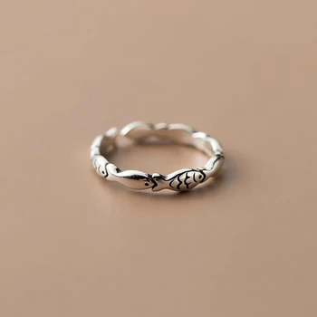 Vintage ezüst színű halgyűrűk nőknek Lover ujjgyűrű Valentin-napi ajándékok kreatív állítható nyitógyűrűs ékszerek