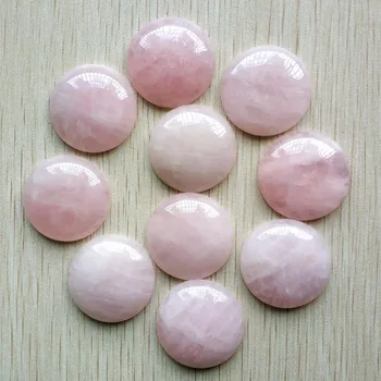 Nagykereskedelem 12db/tétel természetes rózsakvarc kő rózsaszín kerek cabochon gyöngyök 30mm ékszerekhez Tartozékok ingyenes szállítás
