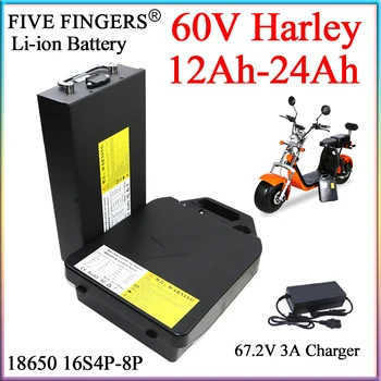 Harley elektromos autó lítium akkumulátor 60V 12Ah 15Ah 18Ah 21Ah 24Ah vízálló 18650 cellák városi kókusz elektromos robogó / kerékpár