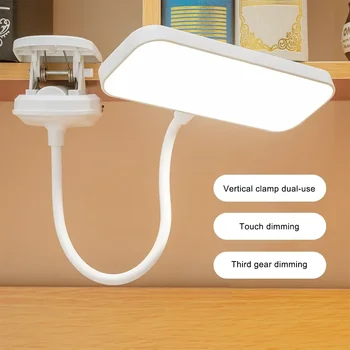 360° rugalmas tanulóasztal lámpa csíptetővel USB újratölthető asztali lámpa éjjeli fény hálószoba tanuláshoz Olvasás Irodai munka