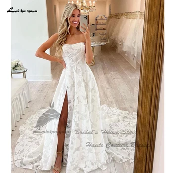 Lakshmigown vintage csipke Boho esküvői ruhák a vállról Sukienka Beach menyasszonyi ruhák 2024 Új