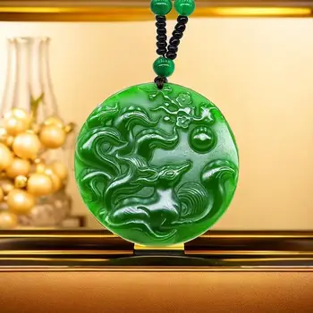 Jade Fox medál Nyakláncok Luxus amulett Drágakövek Nyaklánc Kő medálok Amulettek Ékszertervező Zöld Divat Ajándék Természetes