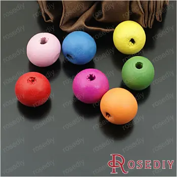 Nagykereskedelem 20mm -Multi Size opcionális- Random Mix színek Ball Wood Környezetbarát gyöngyök Diy ékszer leletek kiegészítők (JM5203)