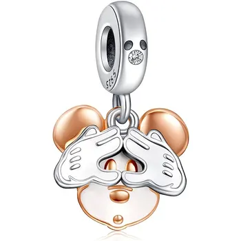 Forró eladás Disney Mickey Charm alkalmas Pandora 925 ezüst karkötőhöz DIY női ékszer karácsonyi ajándék