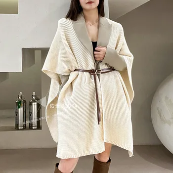 Őszi téli koreai változat Kötött poncsó köpenyek női Criss-Cross női műkasmír out utcai ruházat meleg kendőkabát