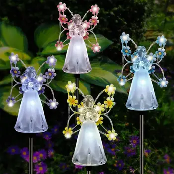 Angel Garden Stake lámpák vízálló energiatakarékos napelemes lámpák 7 LED-del kültéri kerti dekorációhoz