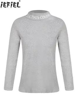 Lányok hosszú ujjú magas galléros alkalmi póló Tömör termikus fehérnemű felső melegítő alsóing ing Loungewear Otthoni ruházat Kültéri viselet