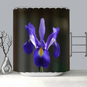 Új termék Iris Plant Shower Curtain poliészter szövet képernyők Függönyök fürdőszobához 3D vízálló fürdőfüggöny horgokkal 4