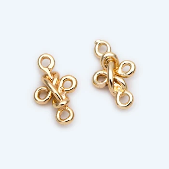 10db arany csomó link, fülbevaló csatlakozók, nyaklánc medálok, aranyozott sárgaréz (GB-2158)