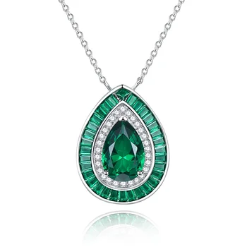 Pure Silver Fashion Luxury Water Drop körte alakú zöld medál 925 importált magas széntartalmú gyémánt luxus esküvői ékszer