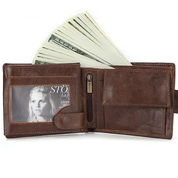 Valódi bőr marhabőr rövid pénztárcák Férfi pénztáska Vintage Business férfi pénztárca érme készpénz zseb fotó ablak személyi igazolvány tartó