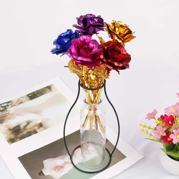 Fóliázott rózsa arany rózsa szimuláció arany rózsa csokor bútor nappali esküvői dekoráció Valentin-napi ajándék fotó kellék