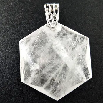 Ingyenes szállítás Gyönyörű ékszerek Fehér kristály hatszögletű női Férfi medál Gyöngy PC5702