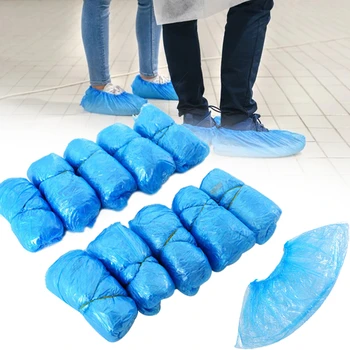 50 pár eldobható KÉK műanyag átlátszó borító vízálló cipőcipő cipő cipőhuzatok szőnyeg 100db cipőporvédők Szőnyegvédők Csizmák 5