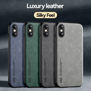 Luxus mágneses bőrtok iPhone X XS XS Max XR készülékhez iPhone 7 8 7 Plus 8 Plus tok tartó autós tartó 0
