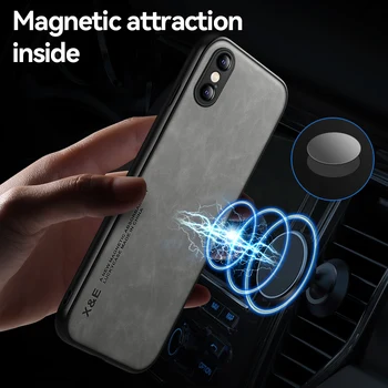 Luxus mágneses bőrtok iPhone X XS XS Max XR készülékhez iPhone 7 8 7 Plus 8 Plus tok tartó autós tartó 1