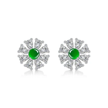 S925 ezüst intarziás smaragd fülbevaló Hegyi stílusú fényes hold Új női retro divat fülbevalók különösen érdekesek