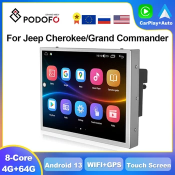Podofo 4G CarPlay Android Auto autórádió Jeep Cherokee Grand Commander számára 2017-2020 multimédia lejátszó 2din GPS sztereó fejegység