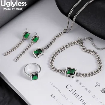 Csúnya Instagram Népszerű ékszerkészletek nőknek Négyzet alakú kristályok gyűrűk Fülbevalók Karkötők Nyakláncok + lánc Vastag láncok Bijoux