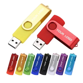 JASTER Műanyag forgatható USB 2.0 flash meghajtó 128GB Free Custom Logo színes Memory Stick 64GB kreatív ajándék toll meghajtó 32GB 16GB