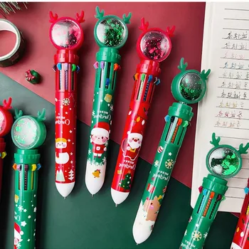1 db tízszínű toll Mikulás karácsony fiú szarvas hóember boldog karácsonyt golyóstoll írószer dekoráció általános iskolai ajándékok