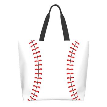 Baseball extra nagy bevásárlótáska Újrafelhasználható bevásárlótáska Utazási tároló Tote könnyű mosható válltáskák Kézitáska