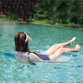 Vízi függőágy fekvőhely hordozható felfújható úszó soros úszó levegő matrac PVC flitterekkel Felnőtt úszómedence parti játékok 1