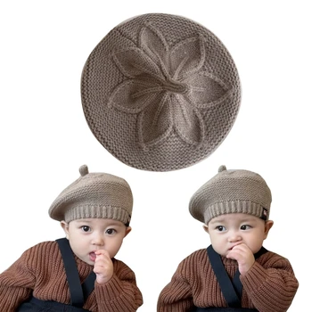 Kötött kalap kislányoknak Puha, lélegző kötött meleg egyszínű festősapka 3 hónapos kortól 2 éves korig Csecsemőknek