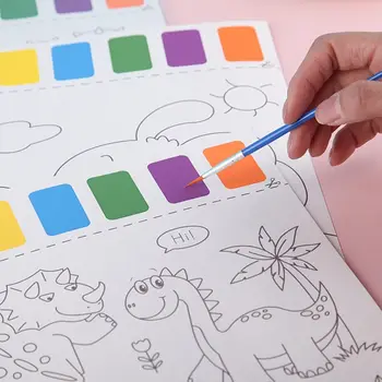 DIY játékok Kis művész színező játékok Üres firka papírkészlet Színezőpapír festékkel és ecsettel Akvarell papír Rajzpapír