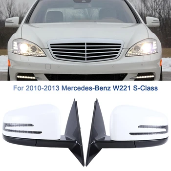 bal oldali ajtó elektromos visszapillantó tükör szerelvény fehér Mercedes Benz W221 S osztályhoz S300 S400 S500 S550 2010-2013 alkatrészek