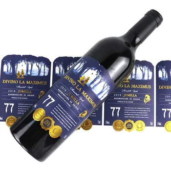 Testreszabott termékEgyedi arany fólia bélyegző palack címke logó matrica nyomtatás vízálló matt bor címke készítő