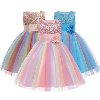 Új lányok Esküvői ruhák szabálytalan fodros nyári ujjatlan parti hercegnő ruha sifon gyermek ruhák gyerekruházat