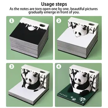 3D cetlik 3D Panda Sticky Notes jegyzettömb dekoratív letéphető DIY karácsonyi papírfaragás Művészet asztali dekorációs ajándék 1
