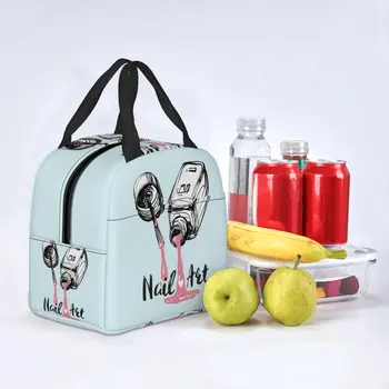 Modern körömlakk hőszigetelt uzsonnás táska női manikűr manikűrös hordozható uzsonnás táskája iskolai többfunkciós élelmiszerdoboz 4