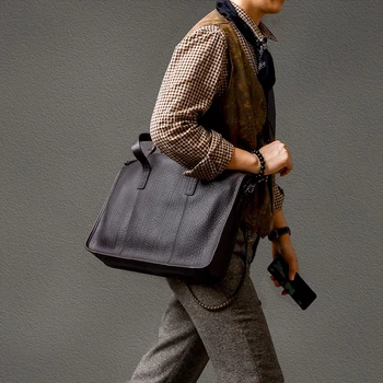 Vintage marhabőr Messenger táskák férfi bőr aktatáska Üzleti irodai kézitáska Luxus férfi táska 15.6 laptop táska