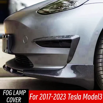 Tesla Model 3 2017 18 19 20 21 22 23 Real Carbon Fibe első lökhárító oldalsó elosztó ködlámpa burkolat díszítő kiegészítők