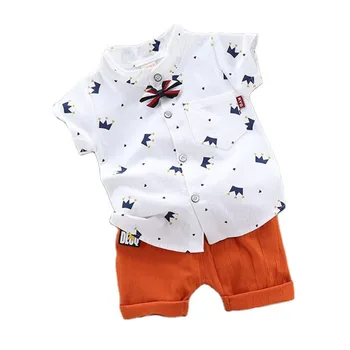 Új nyári kisfiú ruha öltöny gyermek alkalmi ing rövidnadrág 2db/szett gyerekruházat kisgyermek sportjelmez csecsemő tréningruhák